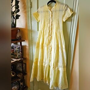 Wilfred La Boheme yellow cottagecore cotton boho maxi peasant dress